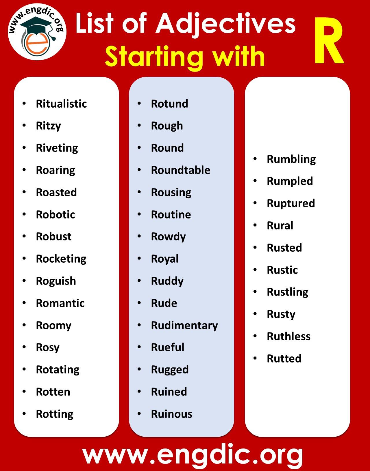Adjectives with r to describe a person