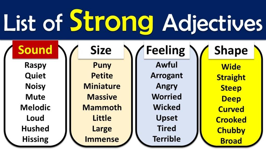 List Of Strong Adjectives Pdf Extreme Adjectives Engdic