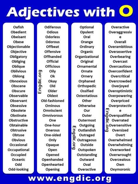 List of Adjectives Starting with O PDF | Adjectives that Start with O ...