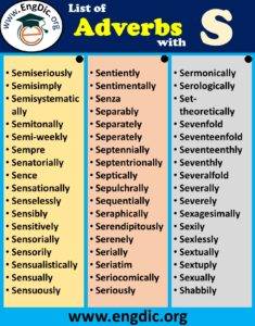 All Adverbs that Start With S - EngDic