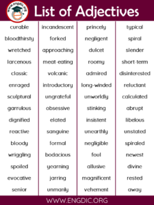 A LIST OF ADJECTIVES - 5000+ ADJECTIVES LIST Pdf - EngDic