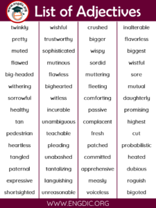 A LIST OF ADJECTIVES - 5000+ ADJECTIVES LIST Pdf - EngDic