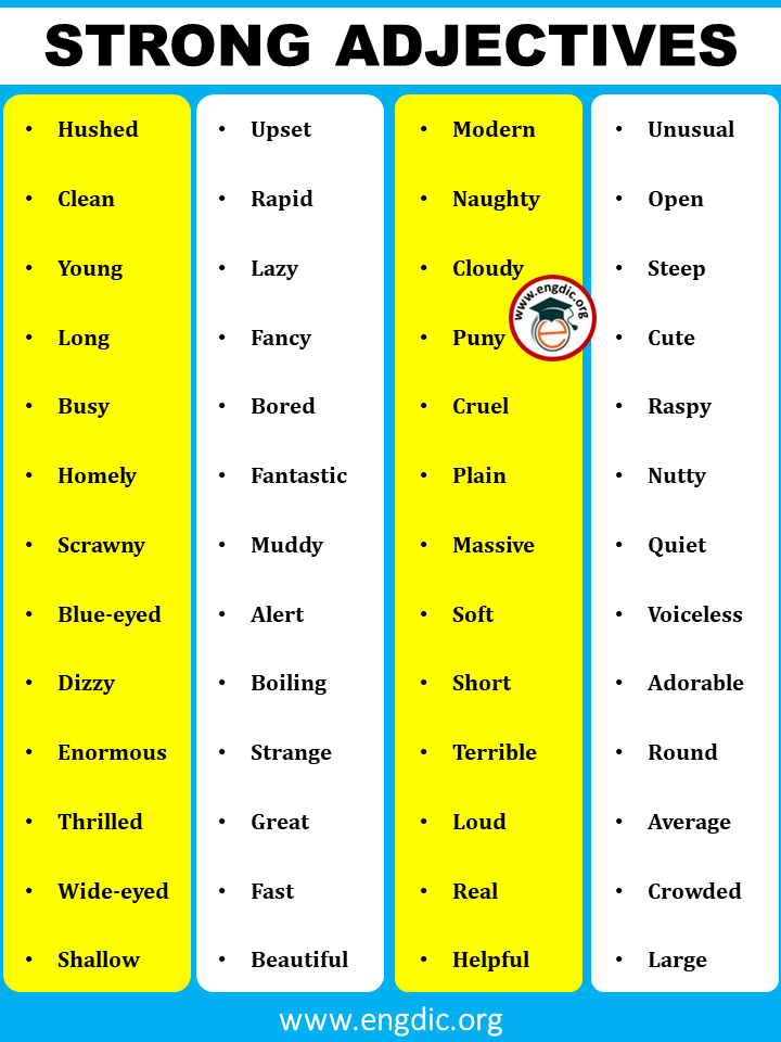 List Of Strong Adjectives Pdf 150 Extreme Adjectives EngDic