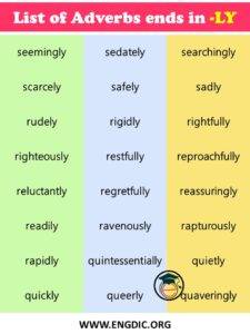 List Of Adverbs That Ends In Ly With Info Graphics Engdic