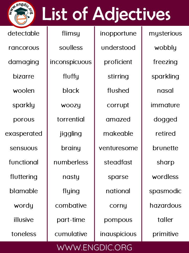 adjectives list