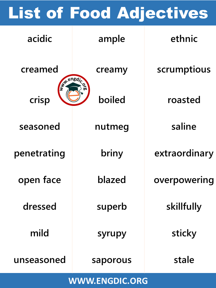 adjectives use to describe food