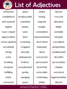 A LIST OF ADJECTIVES - 5000+ ADJECTIVES LIST Pdf - EngDic