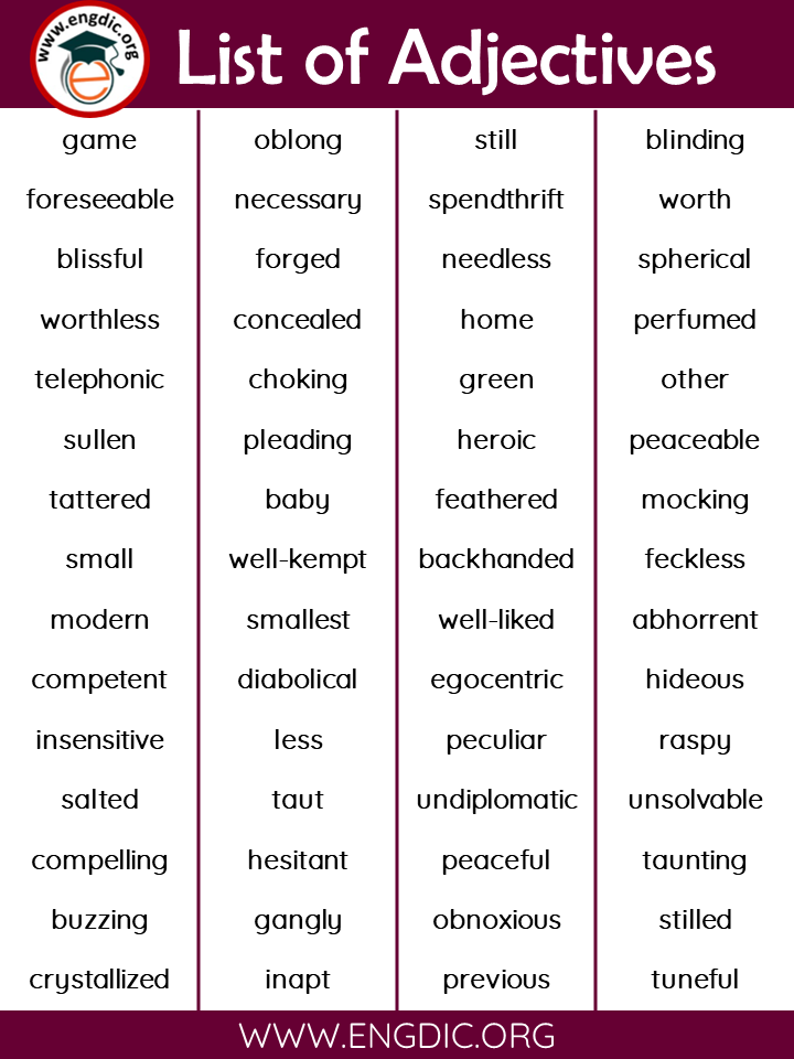 list of adjectives