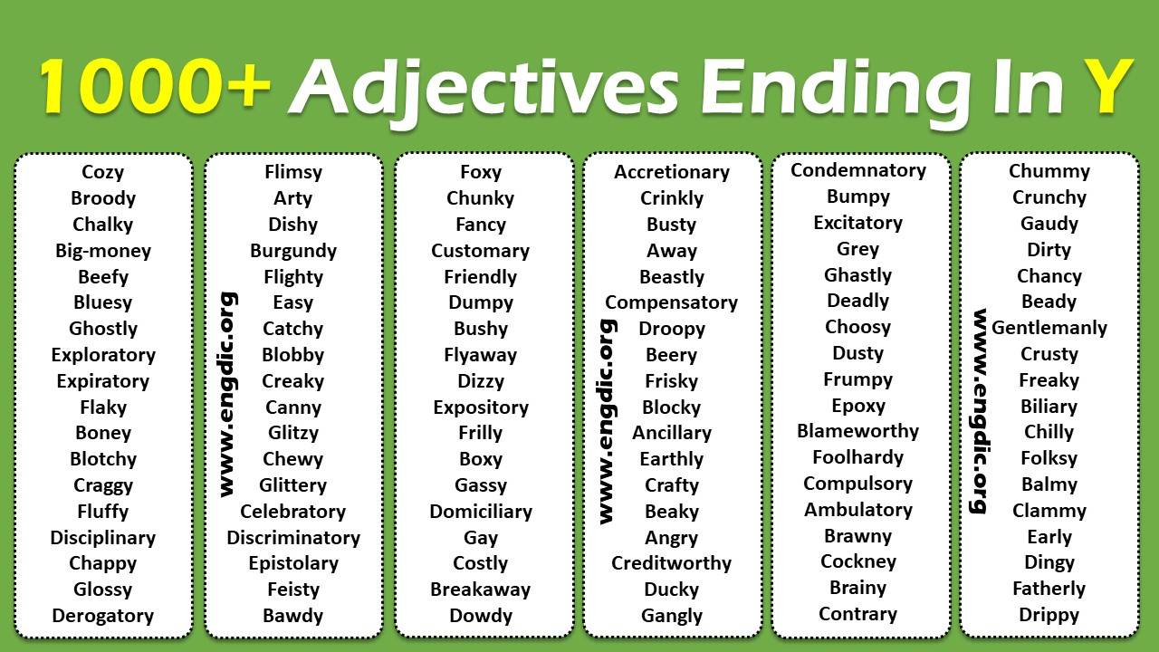 Adjectives Ending in Y | 1000+ List of Adjectives that End with Y