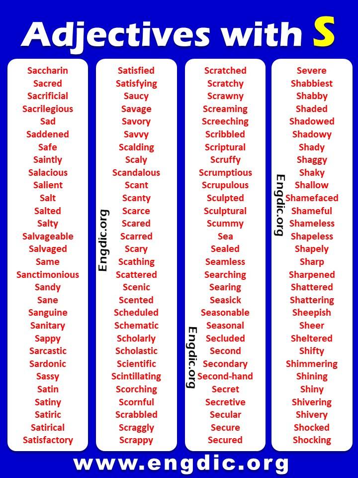 adjectives starting with S pdf