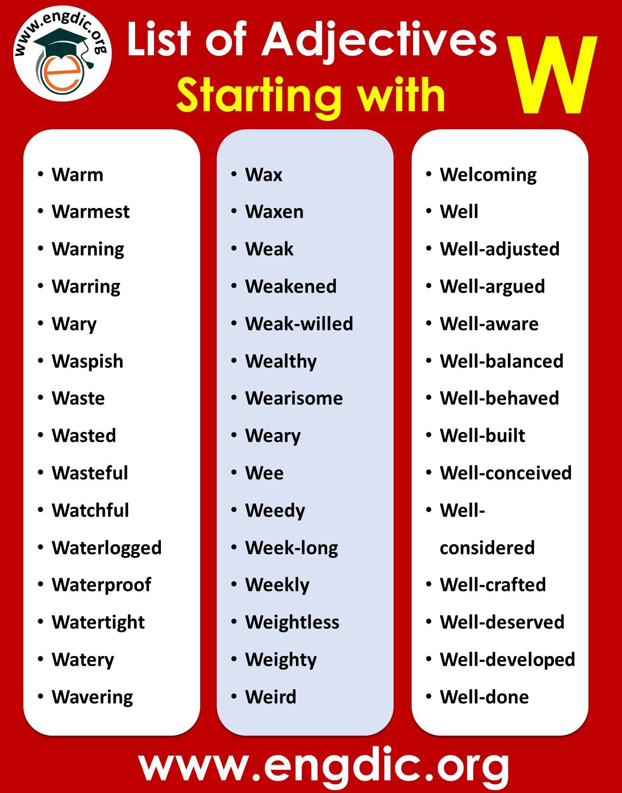 adjectives starting with w