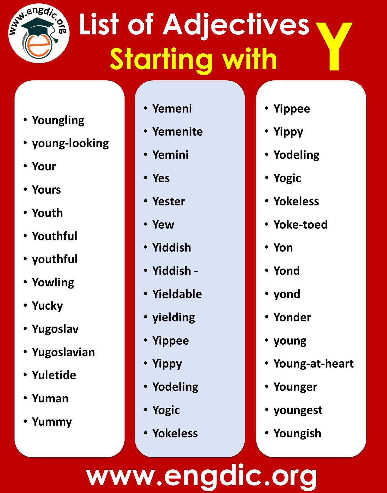 adjectives starting with y to describe a person