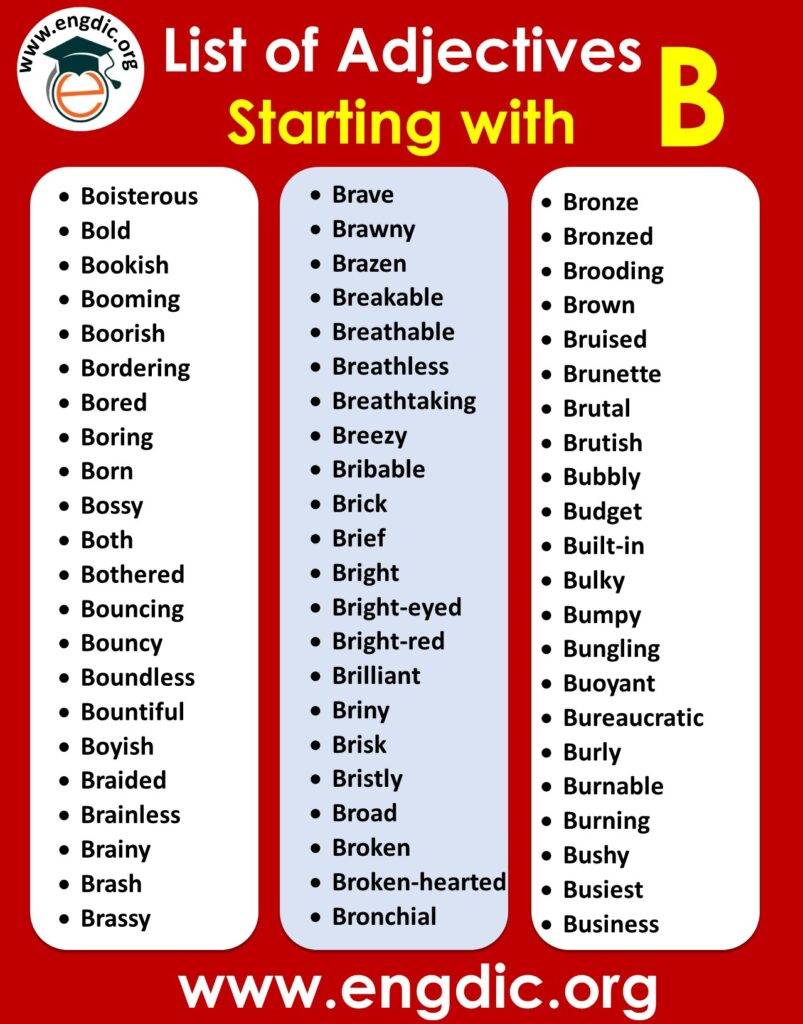 All Adjectives That Start With B (Sorted List) - EngDic