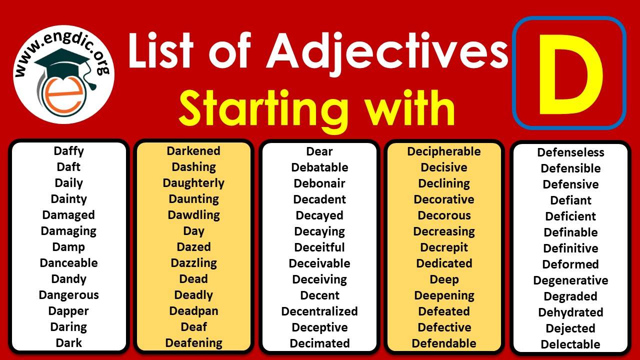 All Adjectives That Start With D (Sorted List)