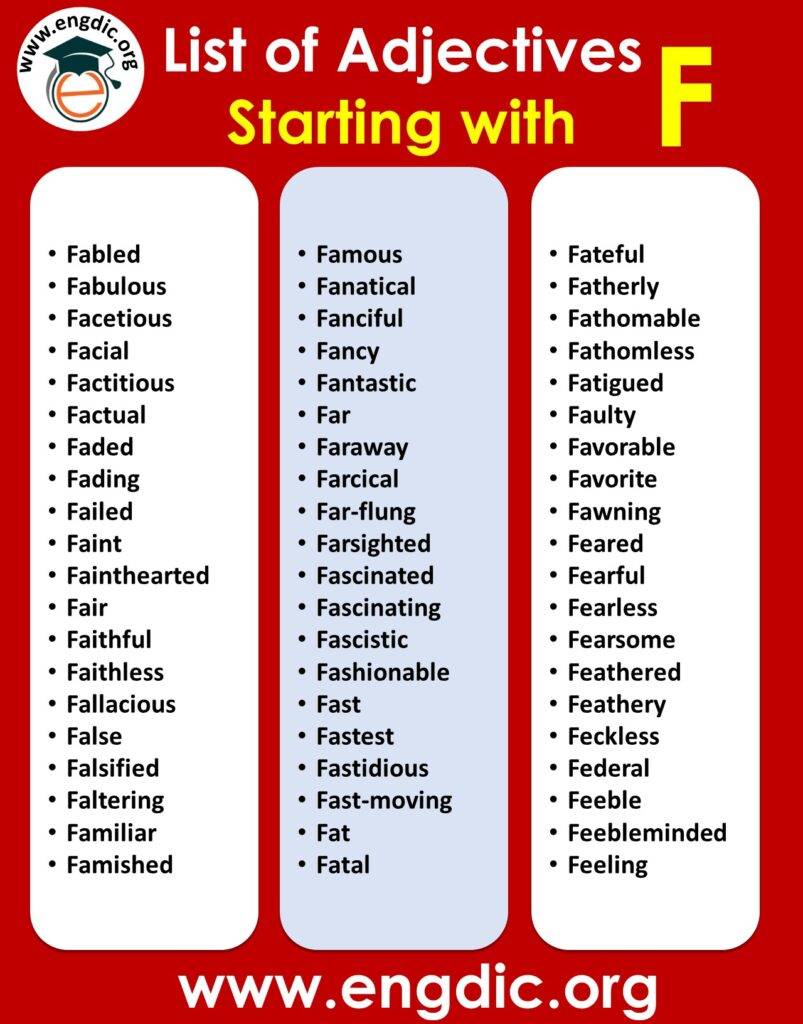 234 Cool Adjectives That Start With F To Describe A Person PDF EngDic