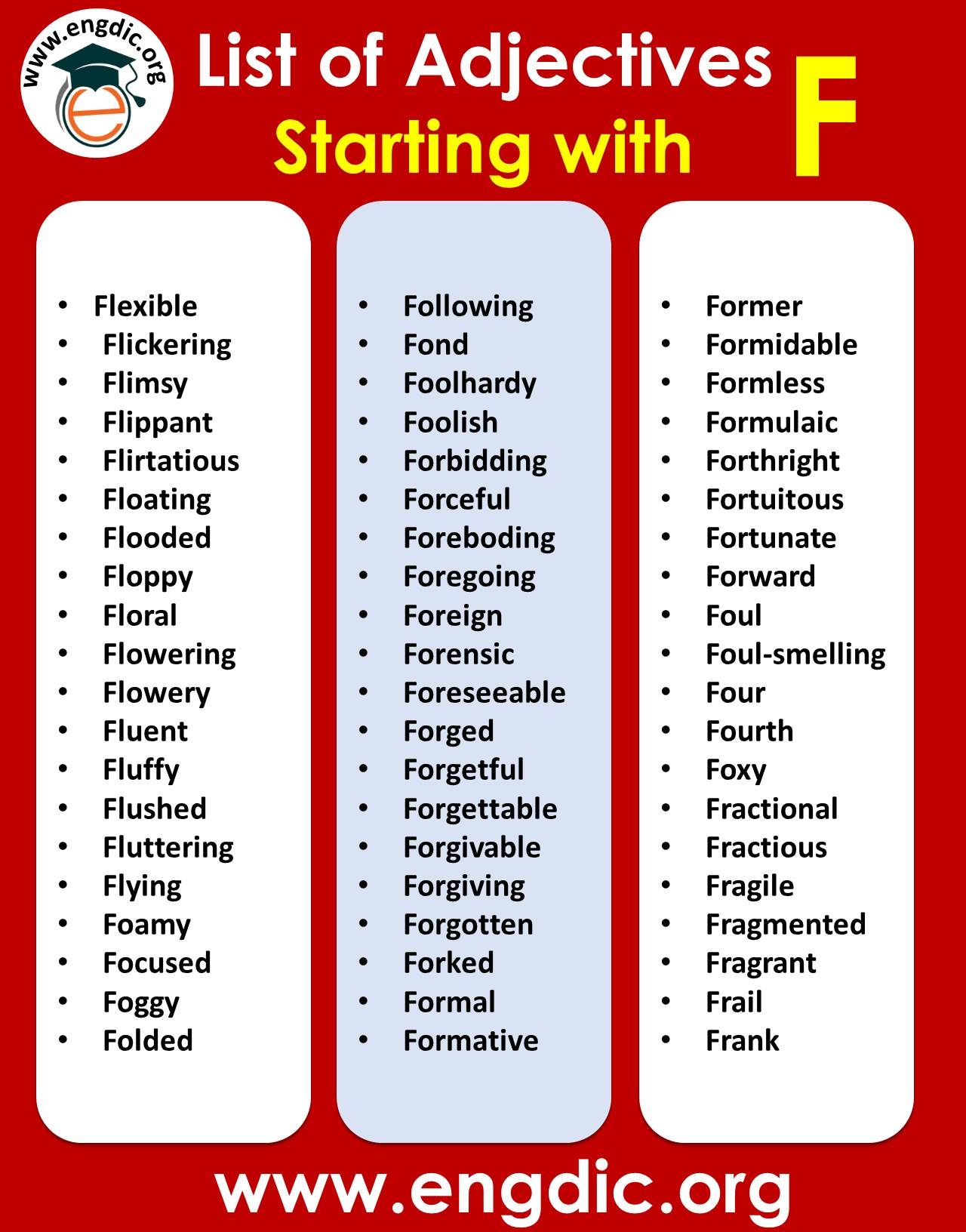 adjectives that start with f to describe a person