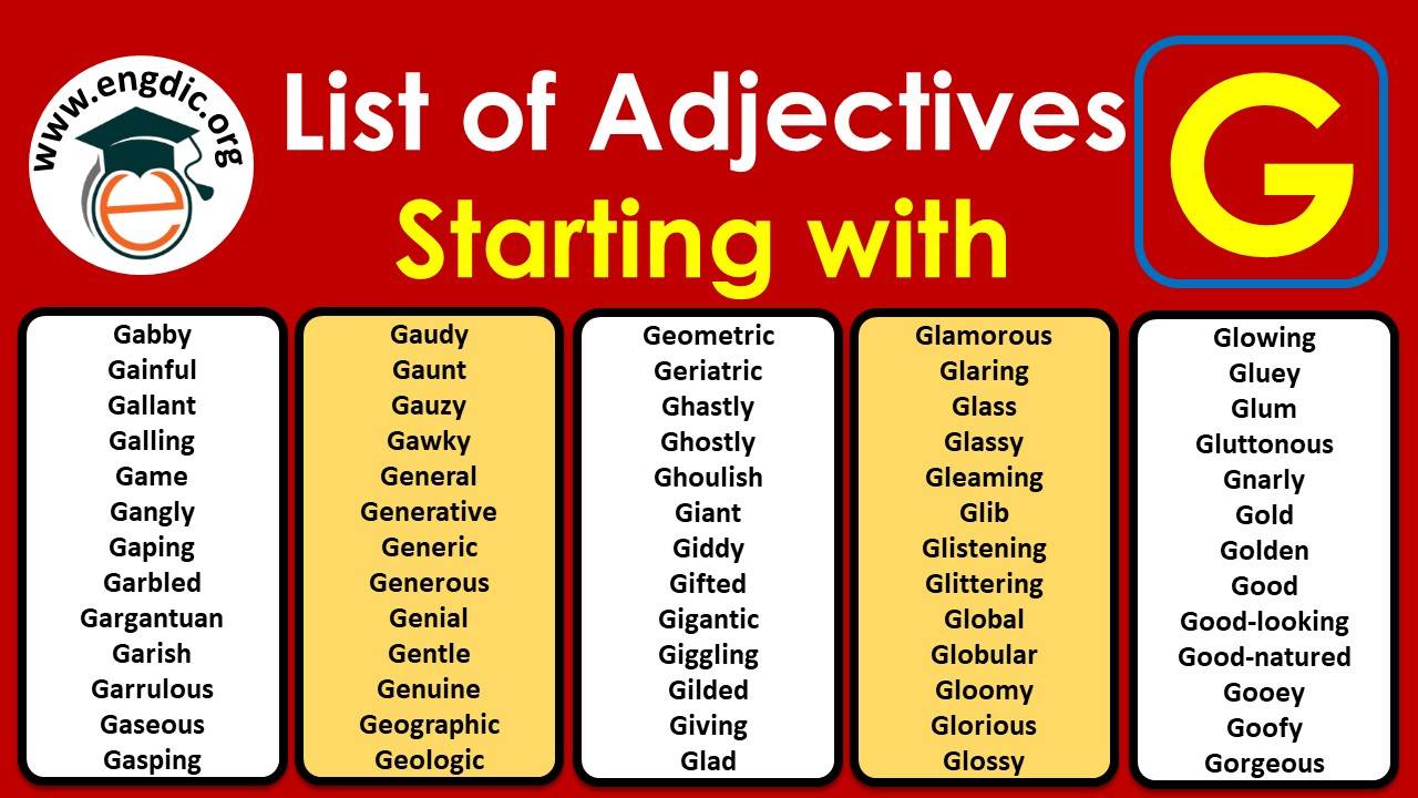 Good Adjectives that start with G PDF