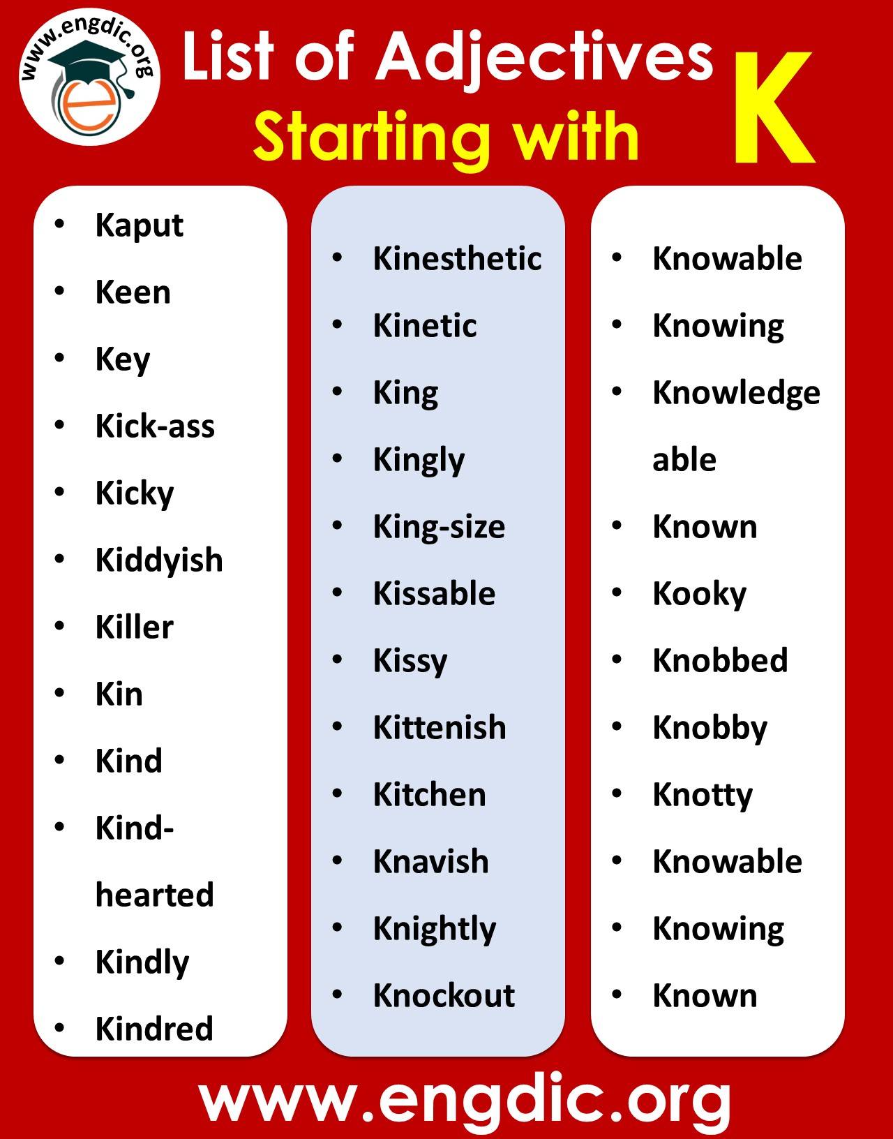 Adjectives That Begin With K To Describe A Person