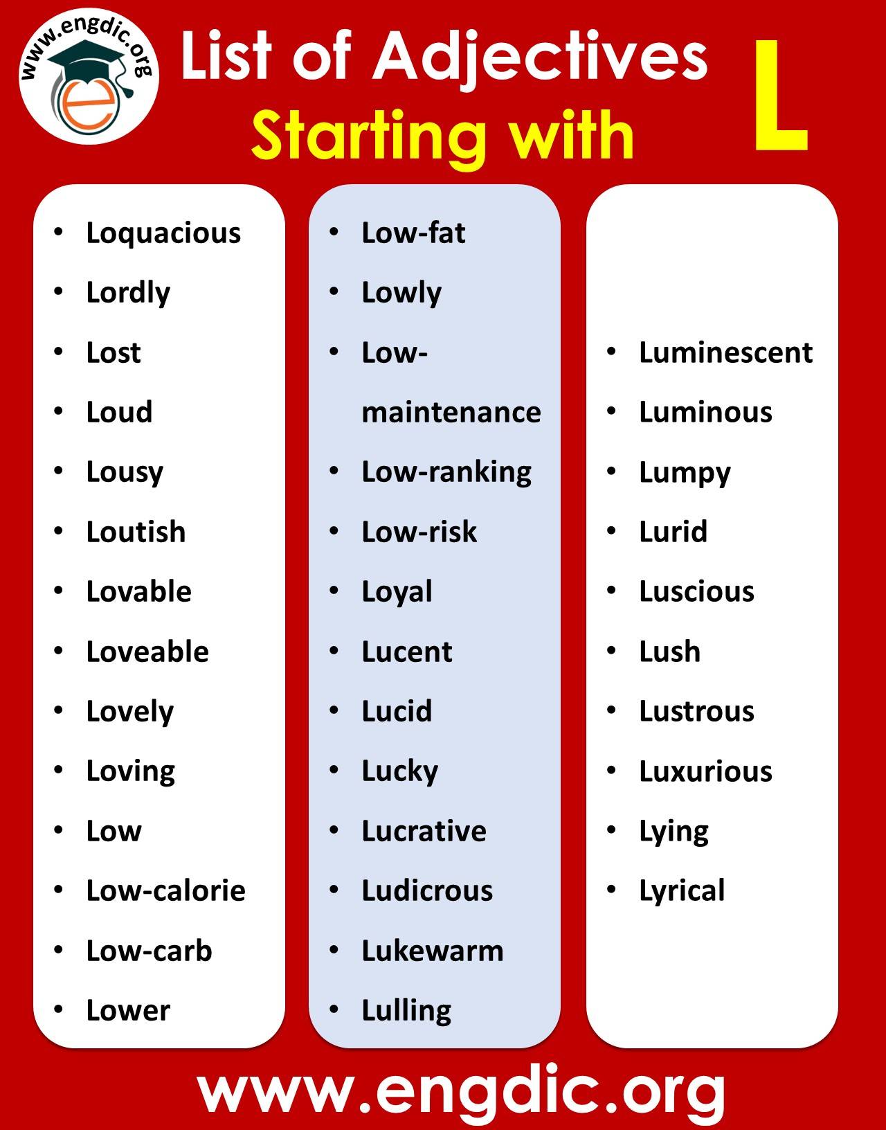 adjectives that start with l to describe a person