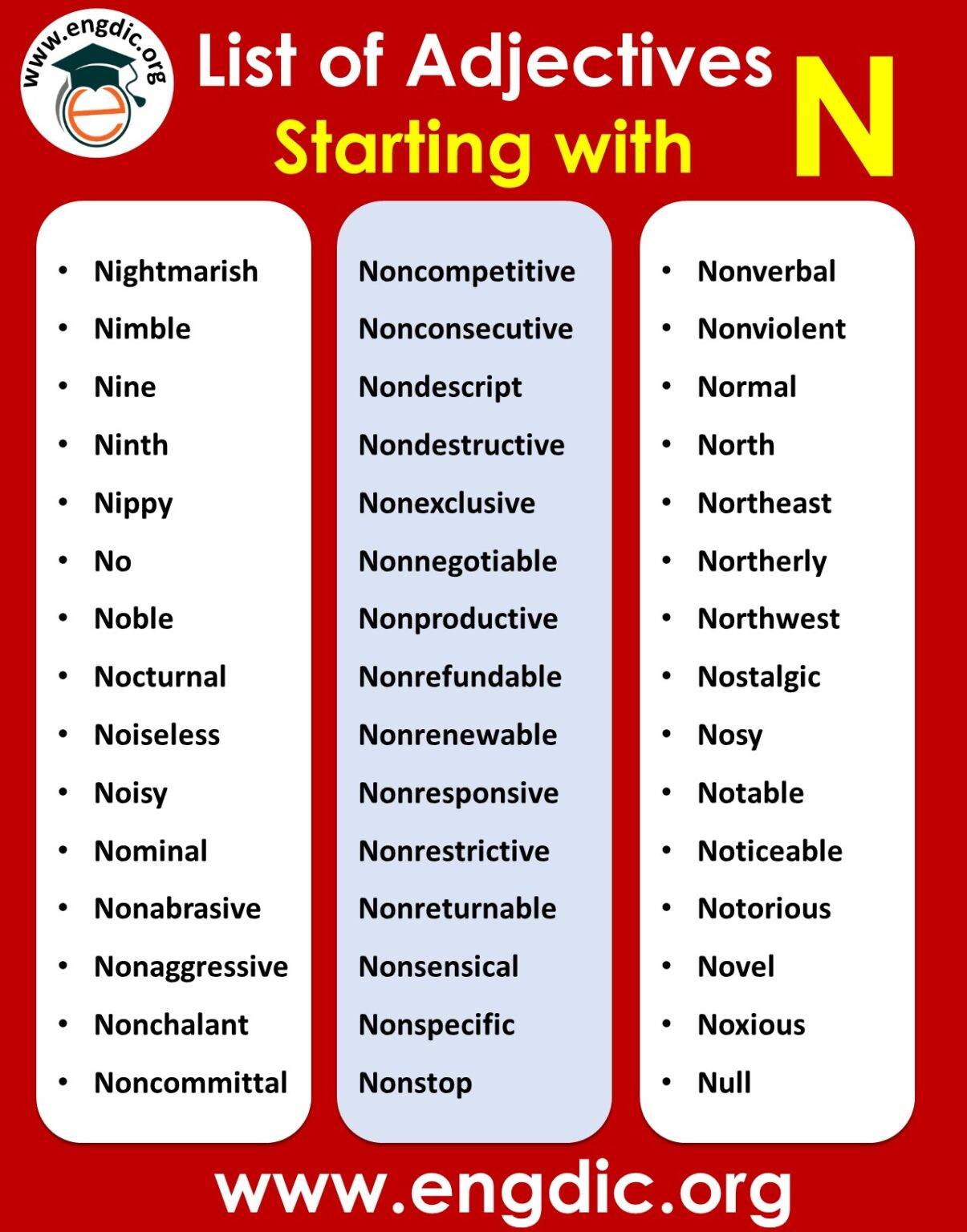 Positive Adjectives That Start With The Letter N To Describe A Person