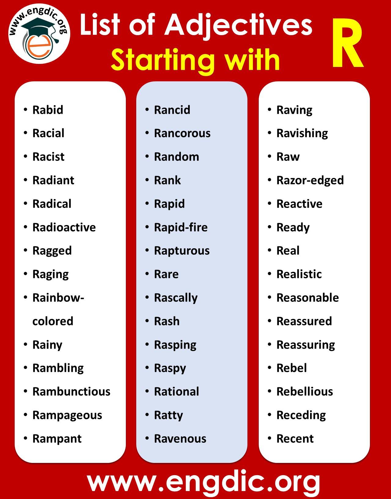 Kind Adjectives That Start With A R