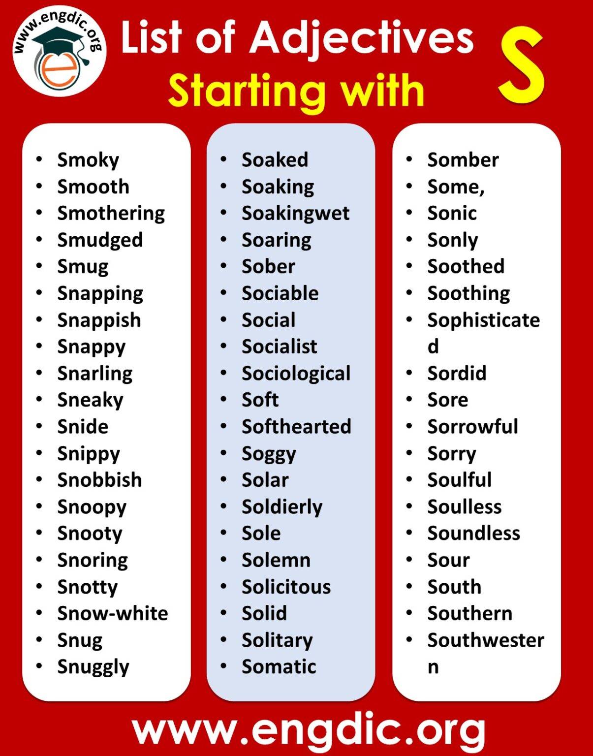 500 Adjectives Starting With S Positive Adjectives To Describe A 