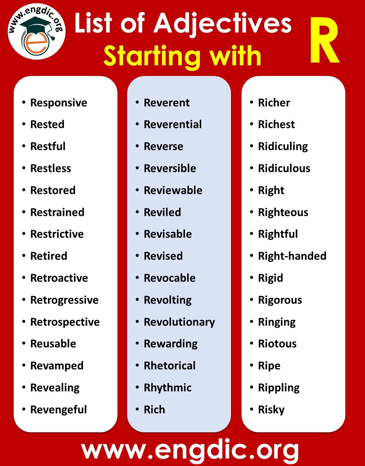 Adjectives That Start With R To Describe A Person Positively In Spanish