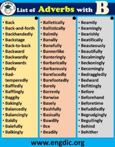 All Adverbs That Start With B - EngDic