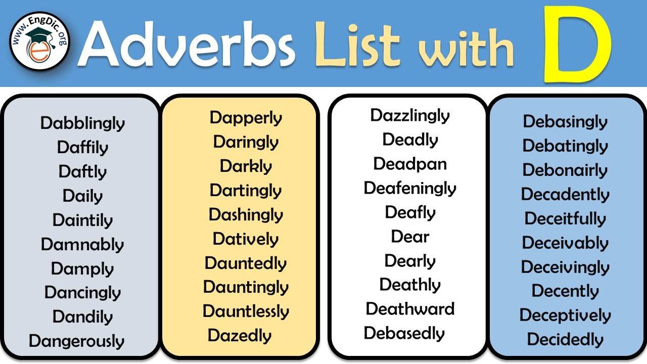 350+ Adverbs Starting with D | Adverbs that Start With D