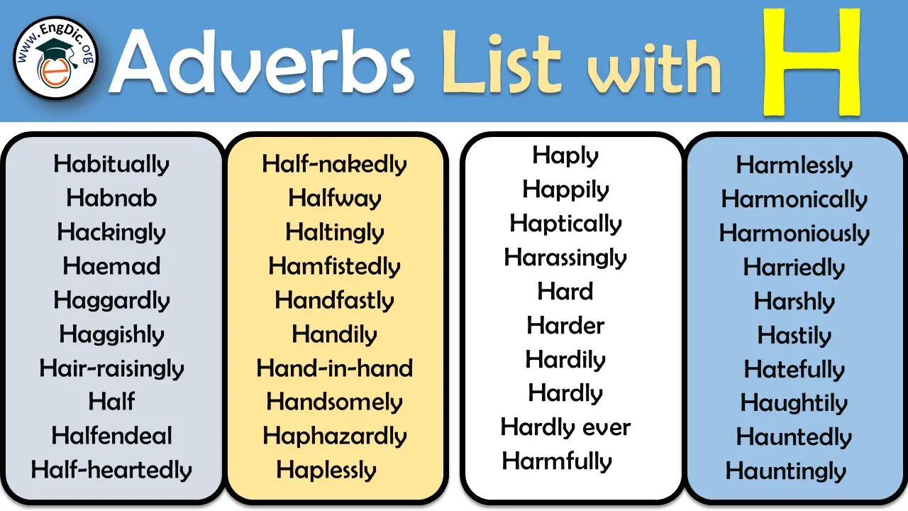All Adverbs that Start With H
