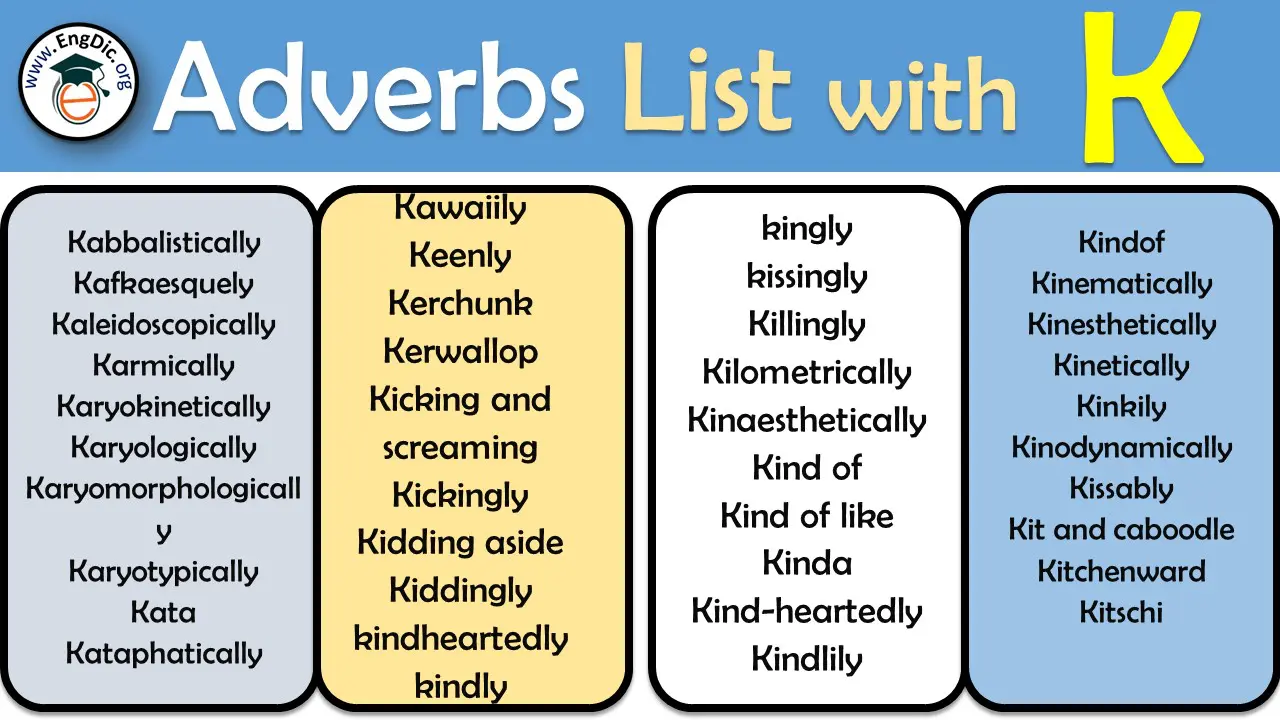 All Adverbs that Start With K