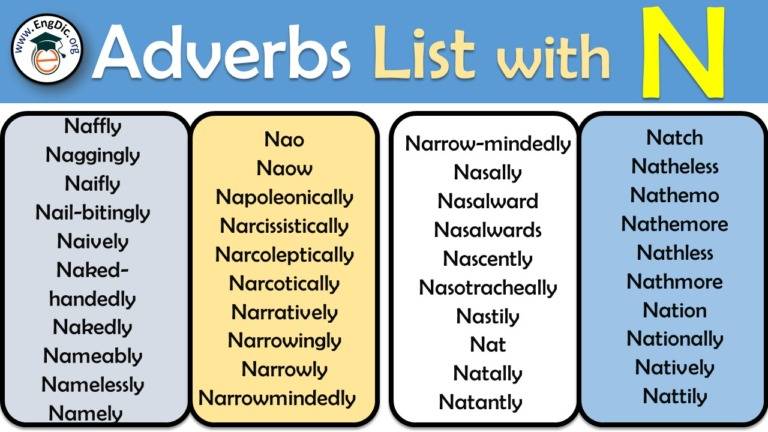 300+ Adverbs that start with N to describe a Person Pdf - Engdic