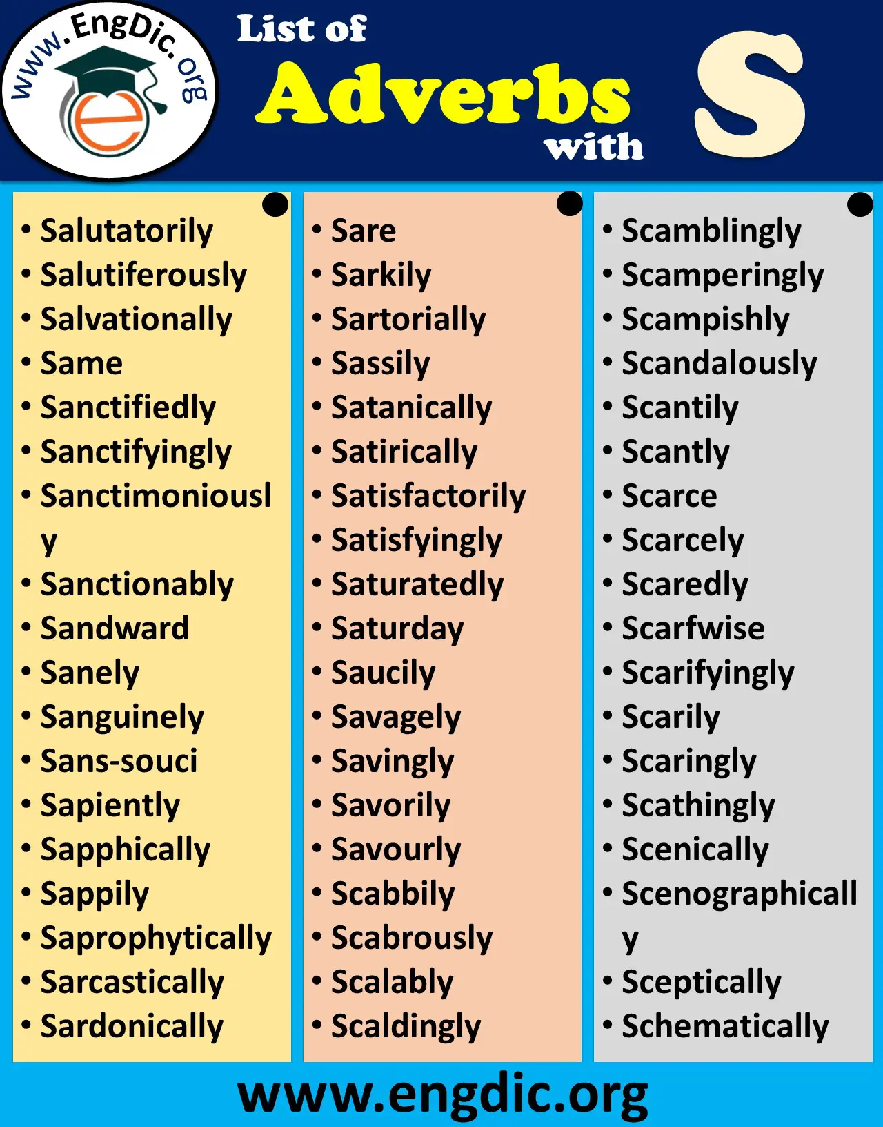 Adverbs Starting with S to describe a person Positively Pdf