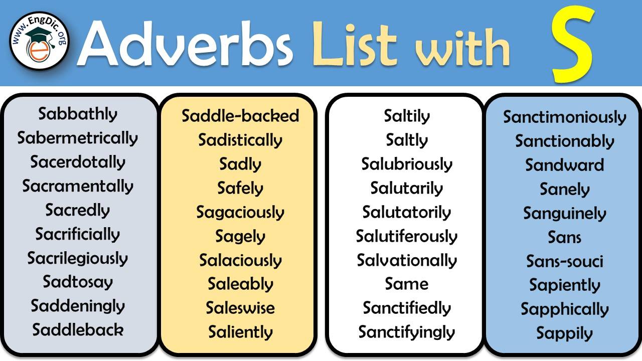 All Adverbs that Start With S