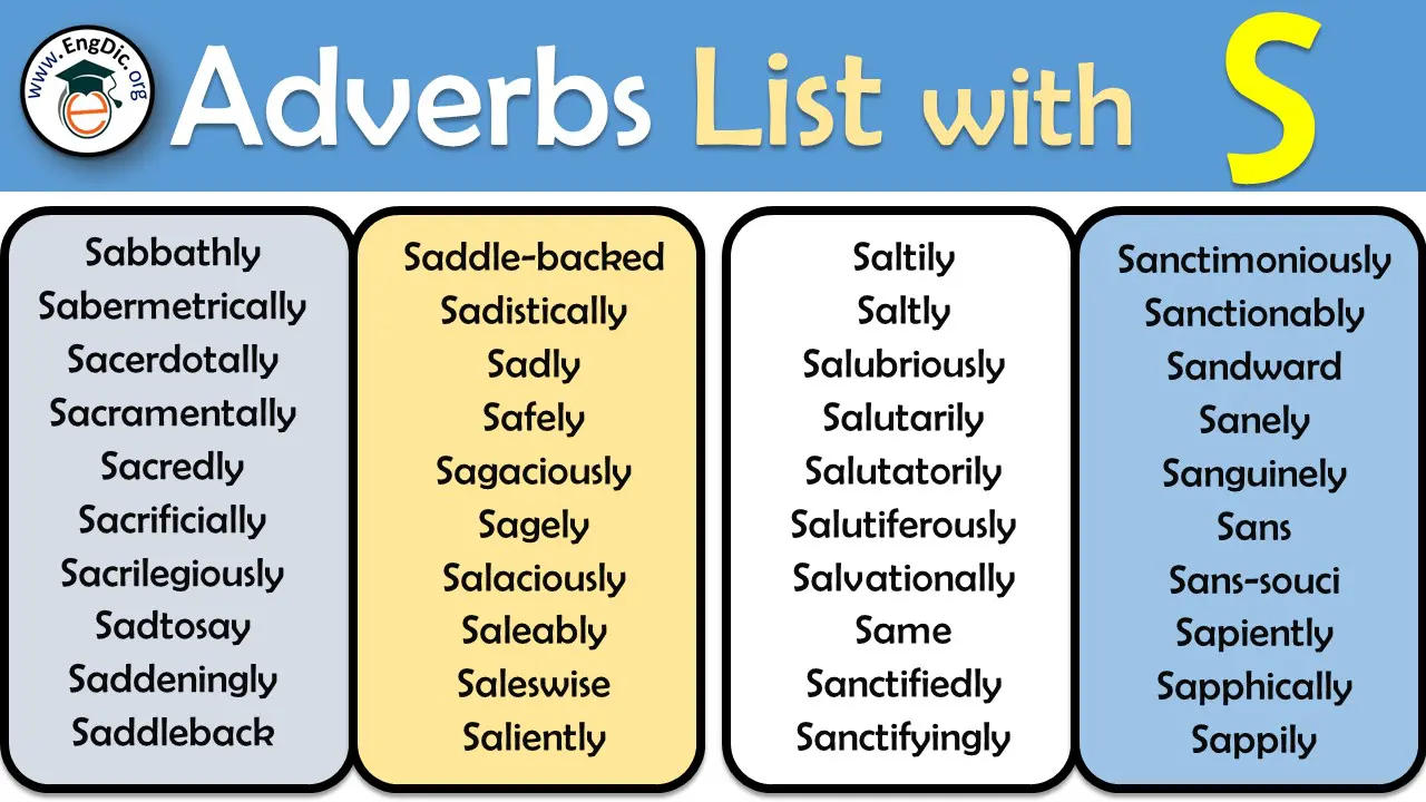 All Adverbs that Start With S