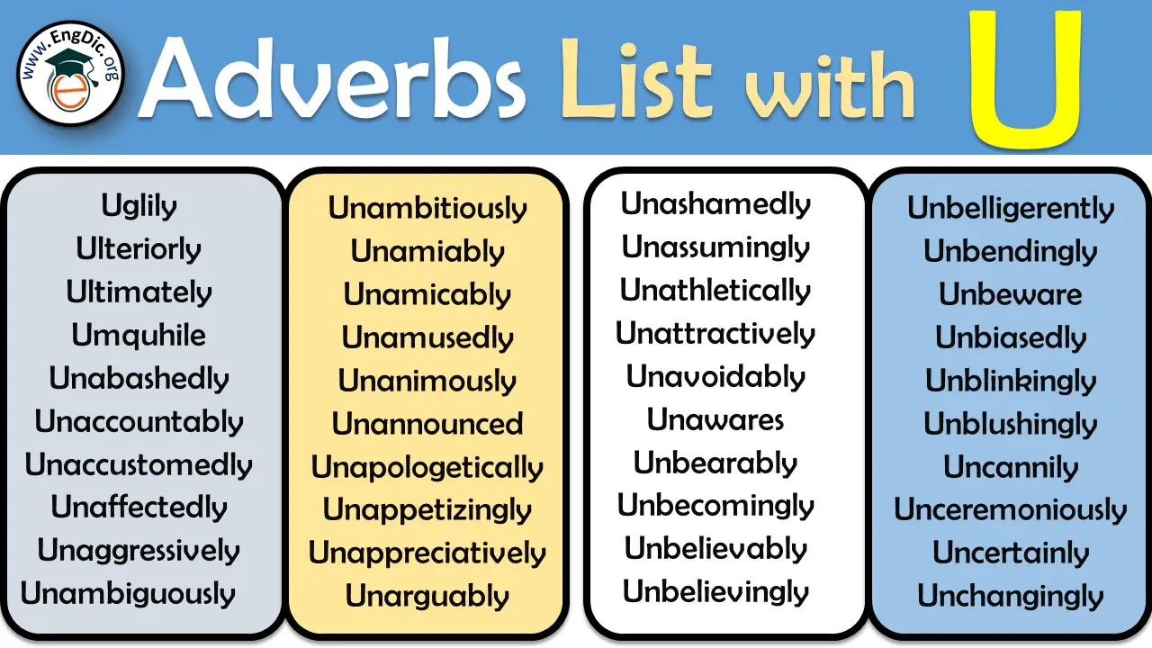 All Adverbs that Start With U