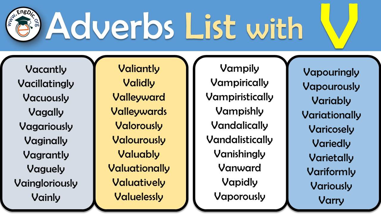 All Adverbs that Start With V