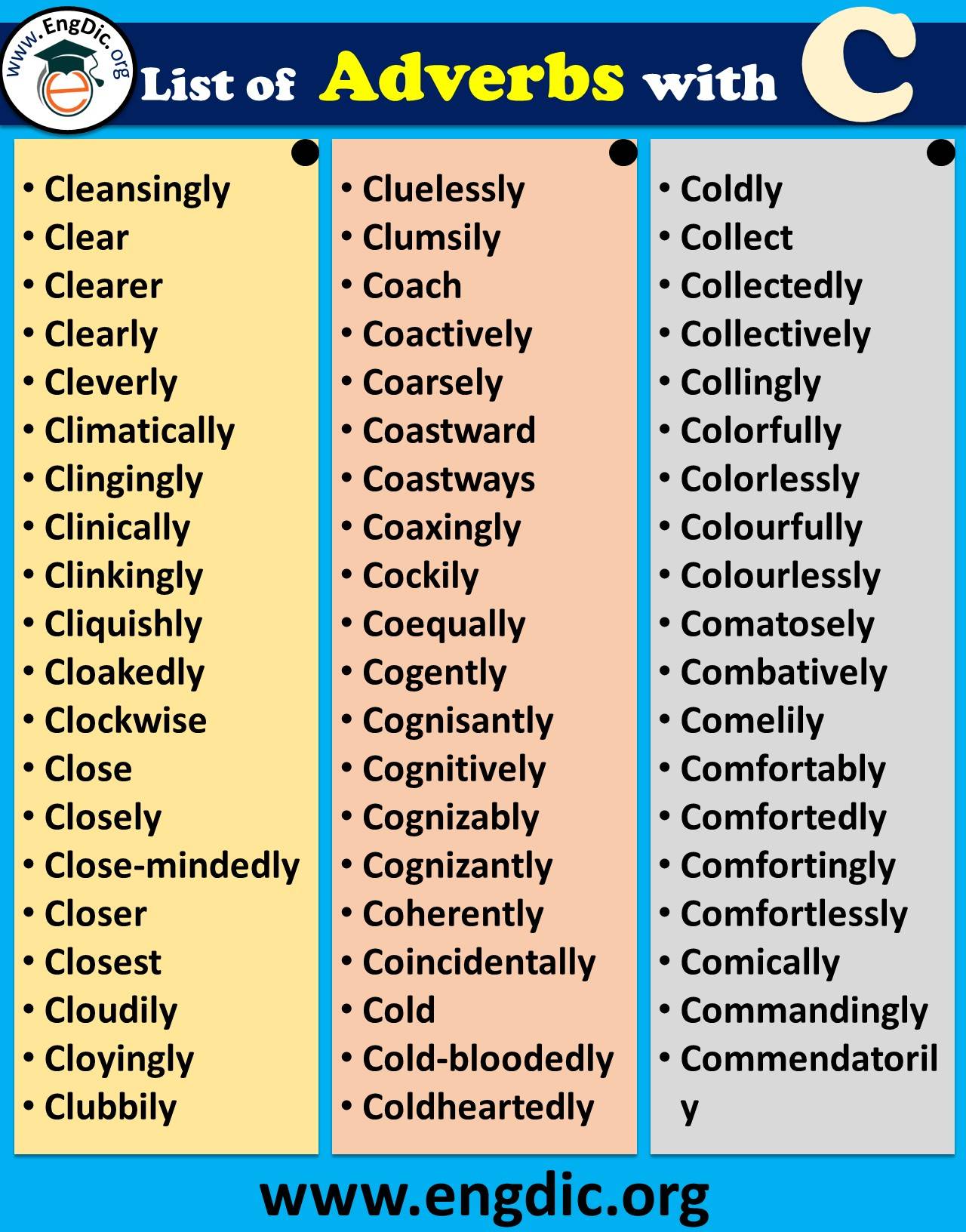 adverbs that start with c to describe a person