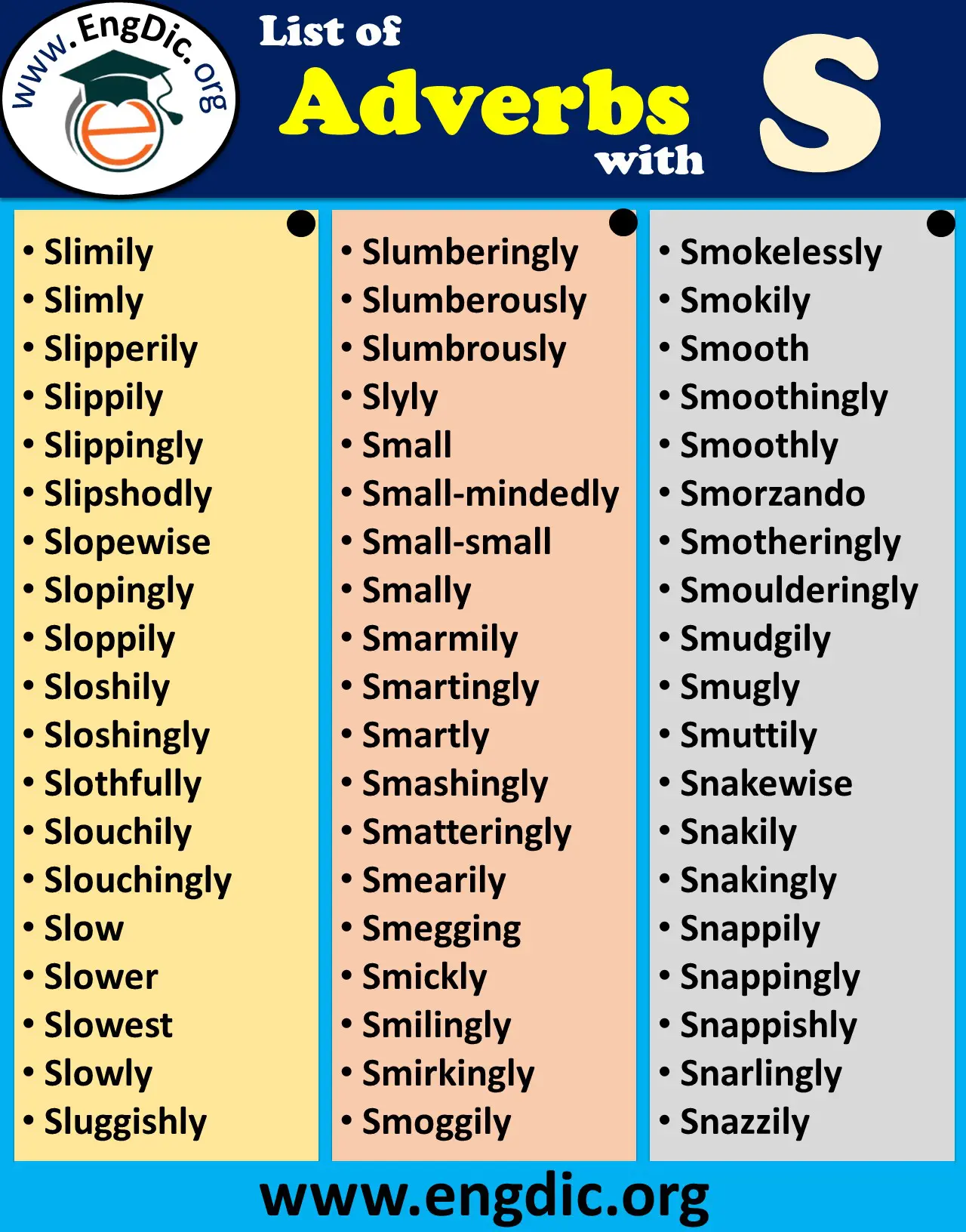 Adverbs Starting with S to describe a person Positively Pdf