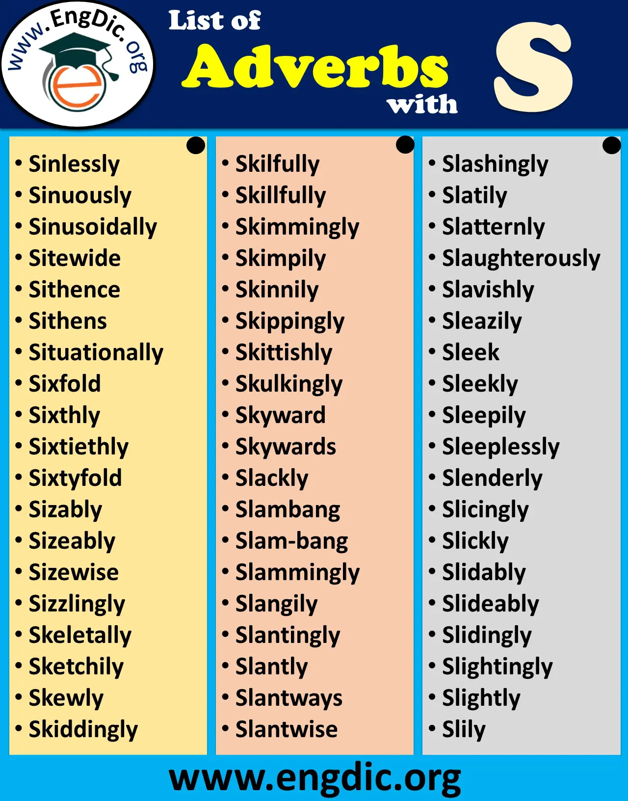 Adverbs Starting with S to describe a person Positively Pdf