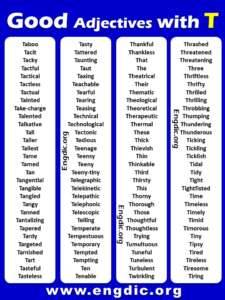 Good Adjectives Starting with T | List of Adjectives that Start with T ...