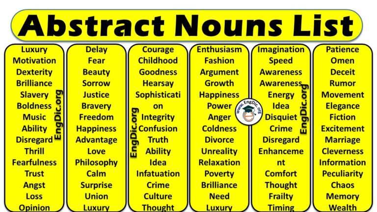 Five Examples Of Abstract Nouns