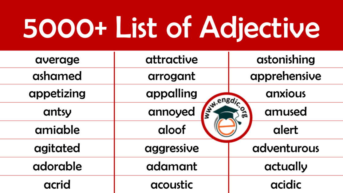 make a list of adjectives