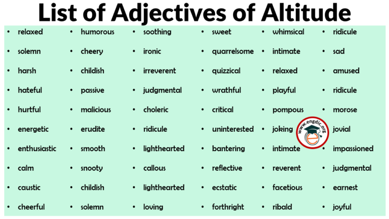 200+ List of Adjectives of Altitude PDF - Definitions and Examples