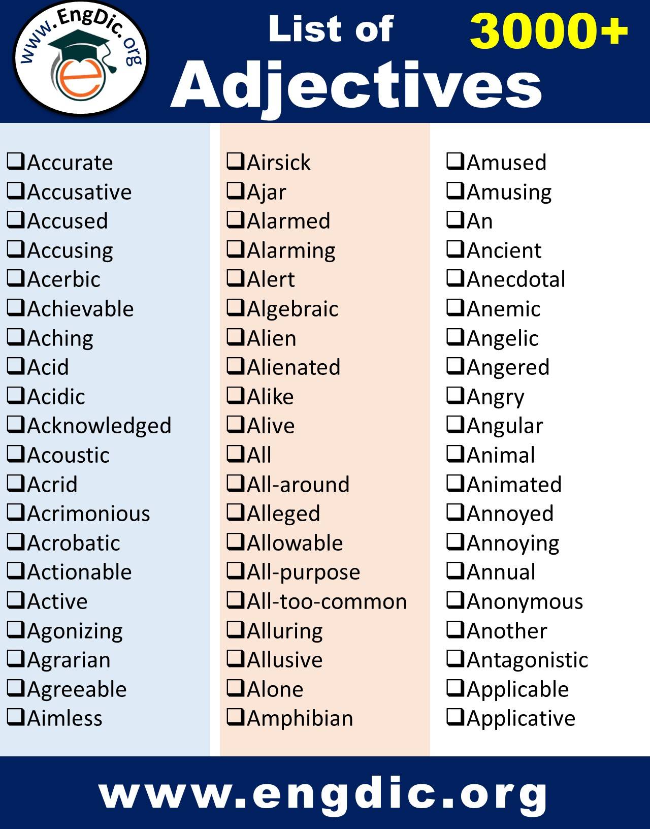 List Of Adjectives PDF Download 3000 List Of Adjectives EngDic