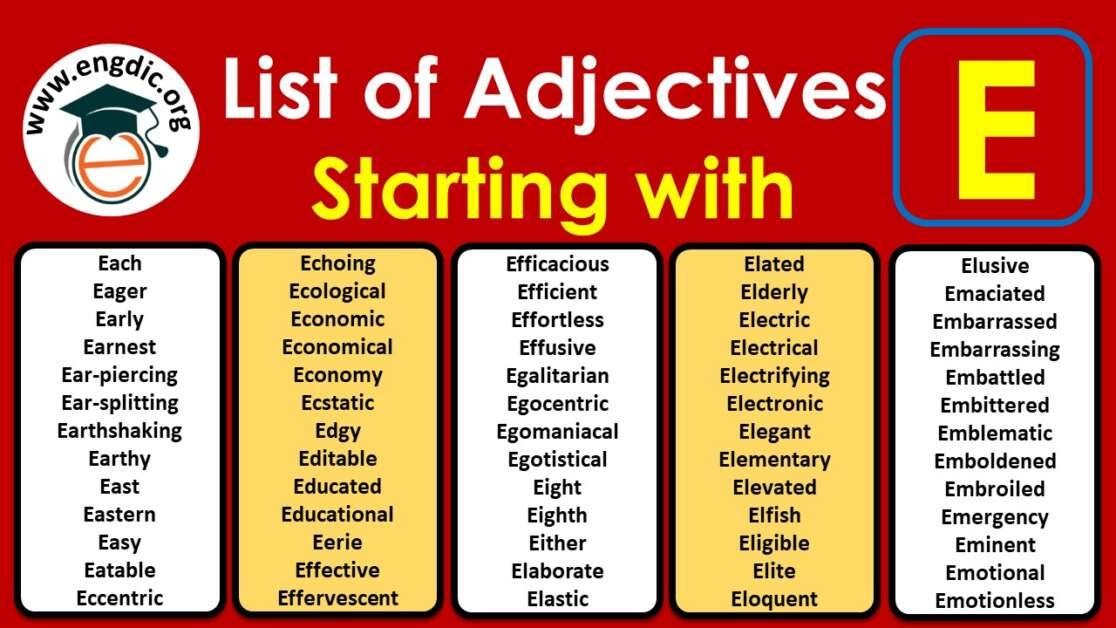 Describing Words That Begin With E