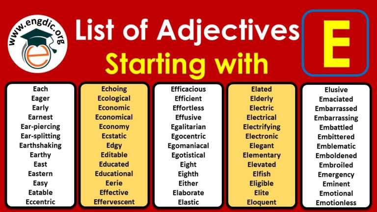 negative adjectives starting with e