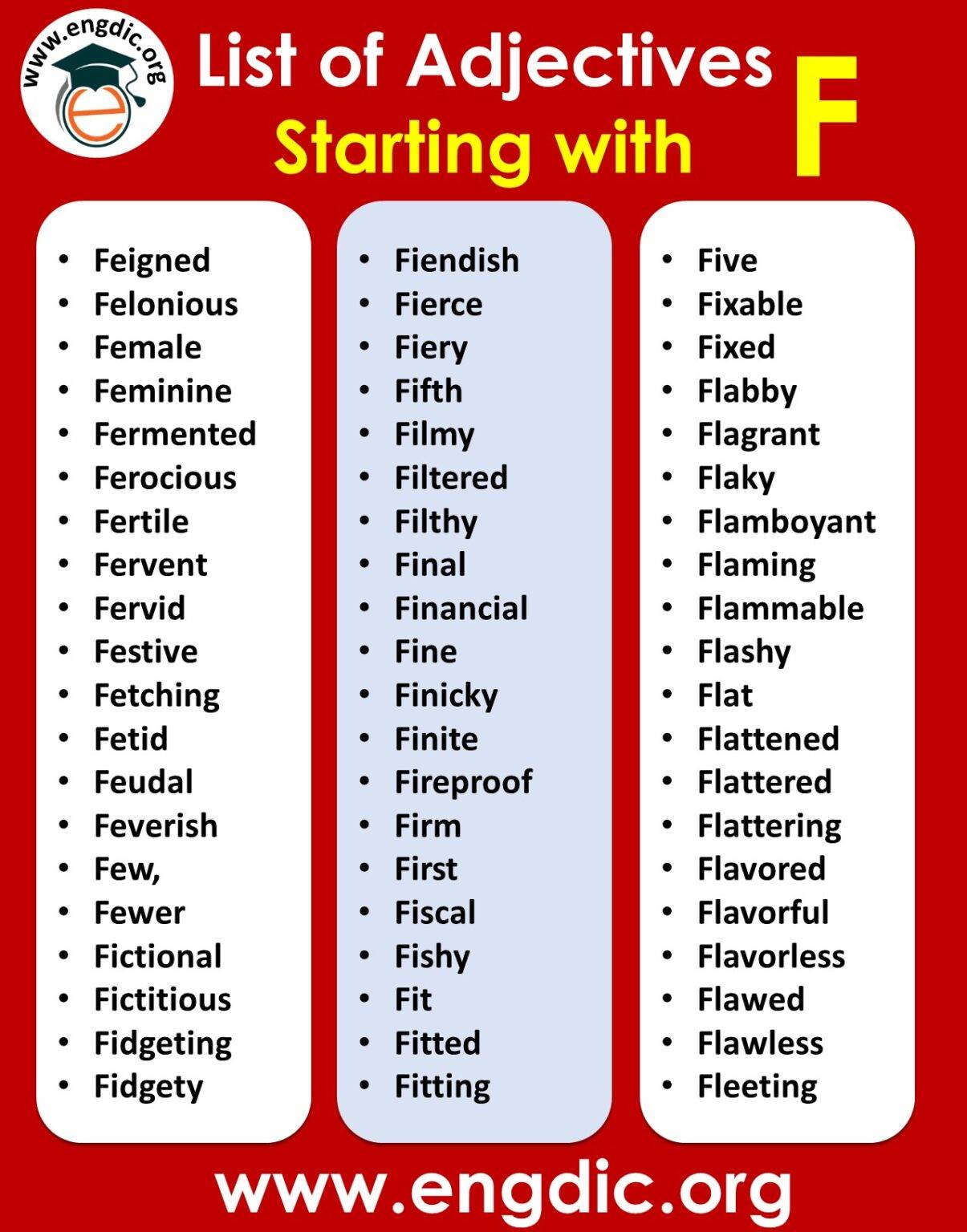 All Adjectives that Start with F (Sorted List) EngDic