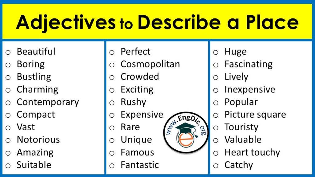 tourist attractions adjectives