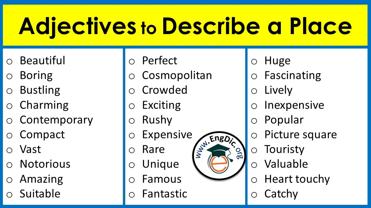 List of adjectives to describe Places | Download PDF